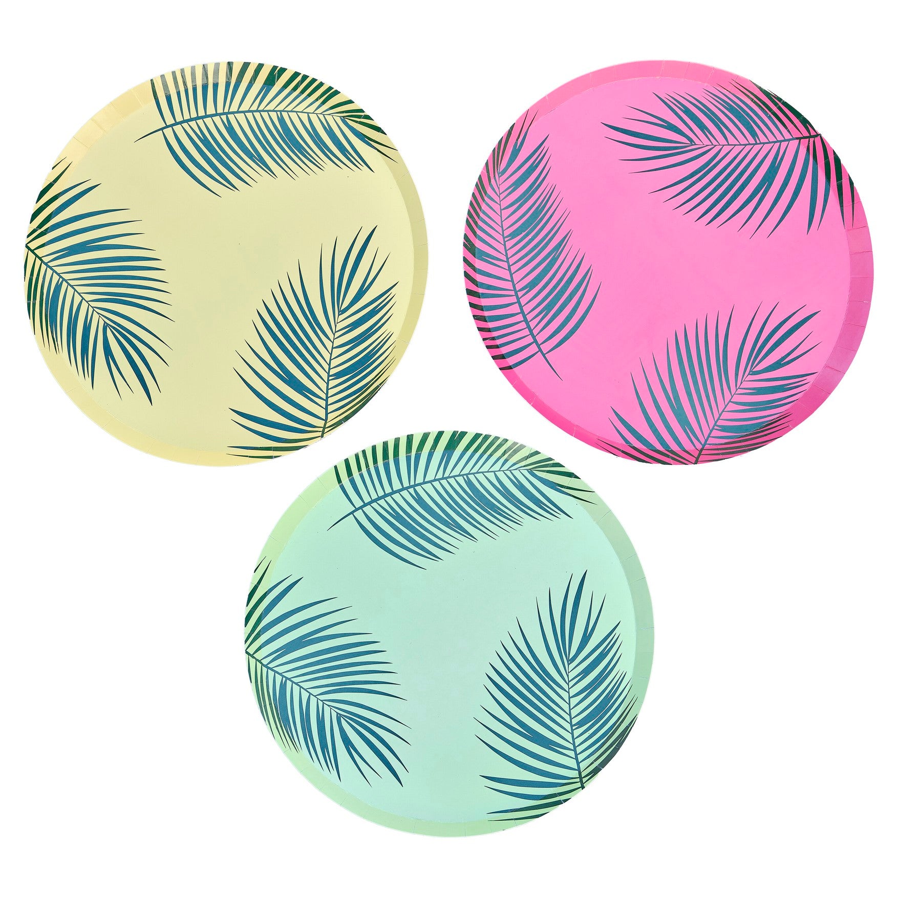 Colored paper plate with palm leaves 8 cm 25 cm