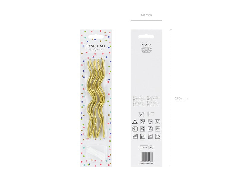 დაბ.დღის ოქროსფერი დახვეული სანთელი 14სმ