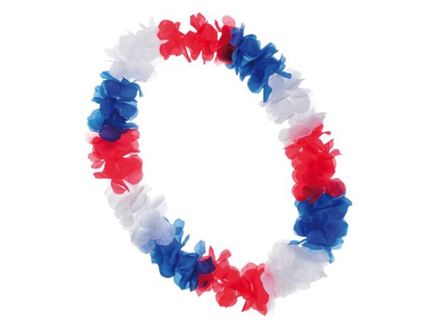 Hawaiian necklace in the colors of the French flag