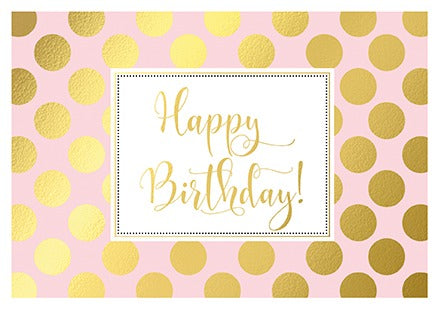 გასაშლელი მისალოცი ბარათი Happy Birthday ოქროსფერი წერტილებით