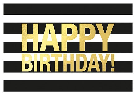 გასაშლელი მისალოცი ბარათი Happy Birthday შავ-თეთრი ზოლით