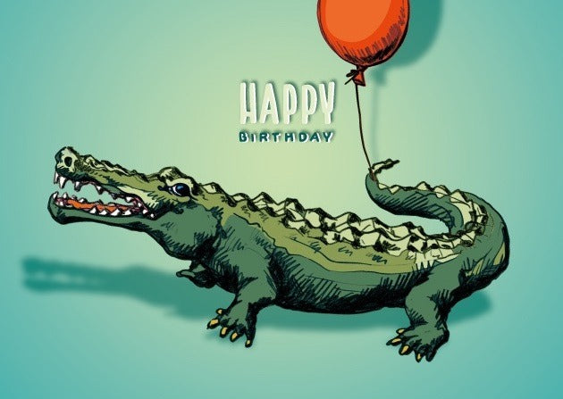 მისალოცი დაბ. დღის ბარათი - ნიანგი ბუშტით