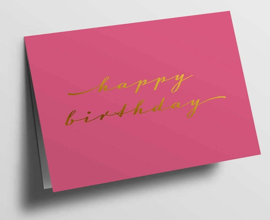 გასაშლელი მისალოცი ბარათი ვარდისფერი Happy Birthday