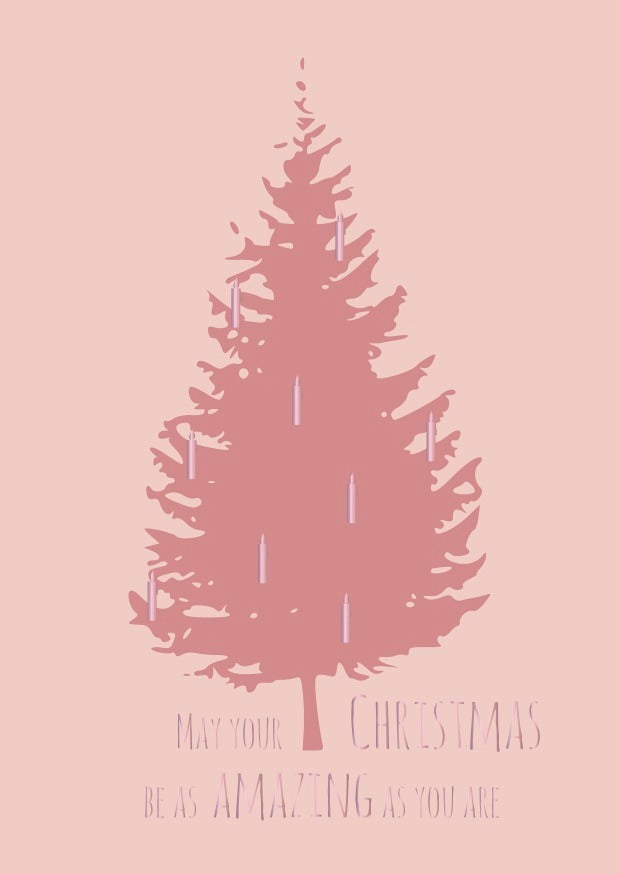 საახალწლო მისალოცი ბარათი ნაძვის ხით be as amazing