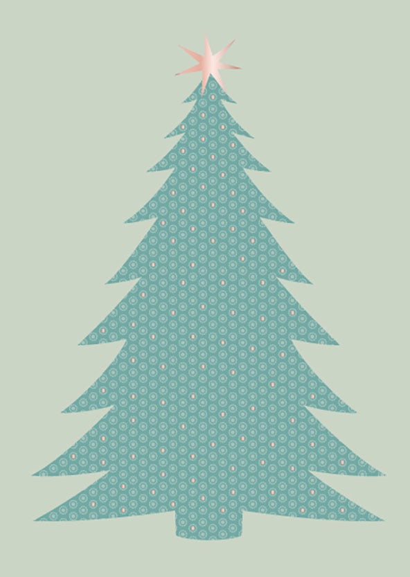 საახალწლო მისალოცი ბარათი ნაძვის ხე ოქროსფერი ვარსკვლავით