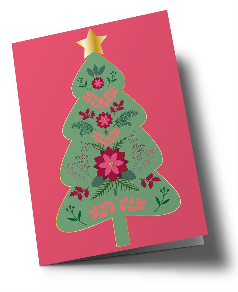 გასაშლელი საახალწლო მისალოცი ბარათი - საშობაო ყვავილების ხე