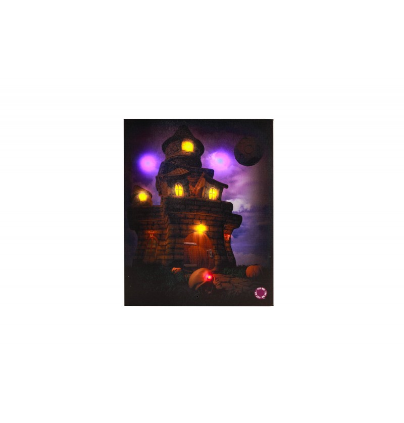 Luminous and sound canvas with house 40 x30 cm