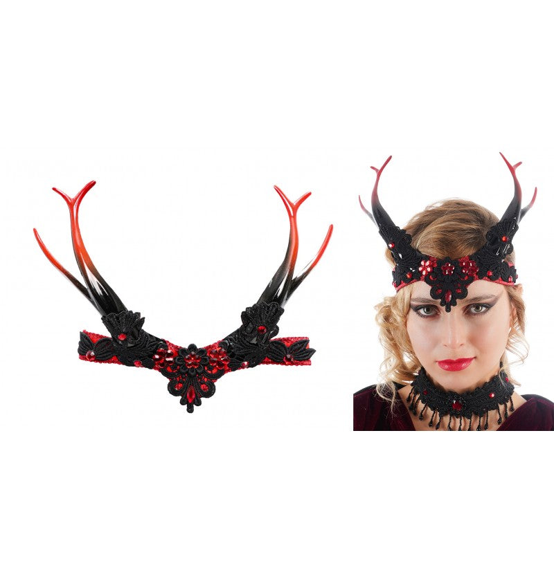 Gothic red headdress with horns