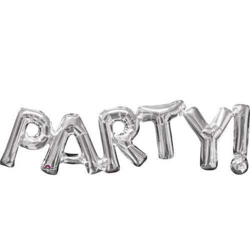 ჰაერით გასაბერი ბუშტი PARTY ვერცხლისფერი