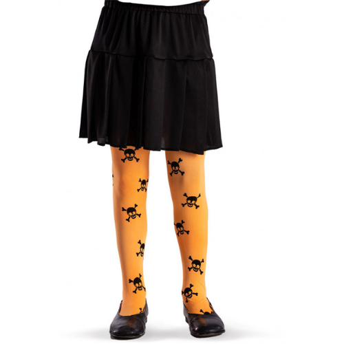 Orange tights with skulls (children's)