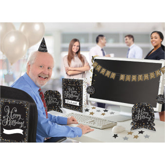 Office birthday decoration set black-gold 28 Pieces 99 cm / 5 - 26.6 cm