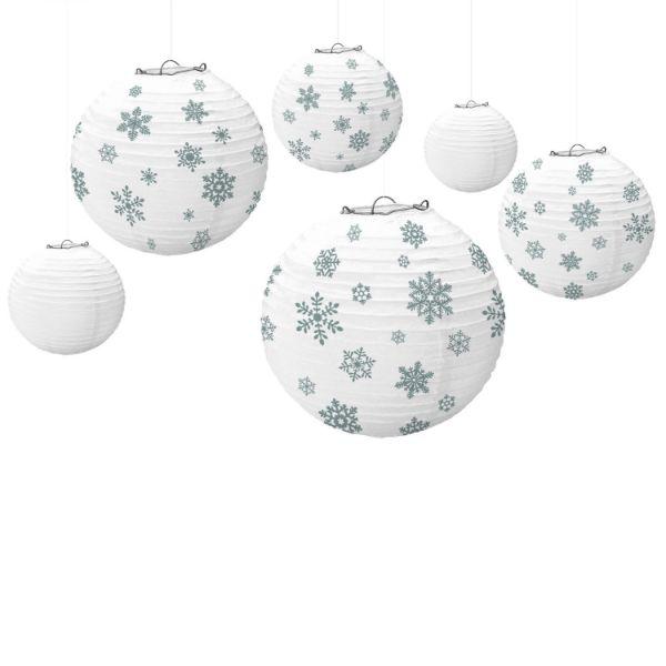 ლამპიონი ფიფქებით 6ც 20.4 cm / 25.4 cm / 30.4 cm