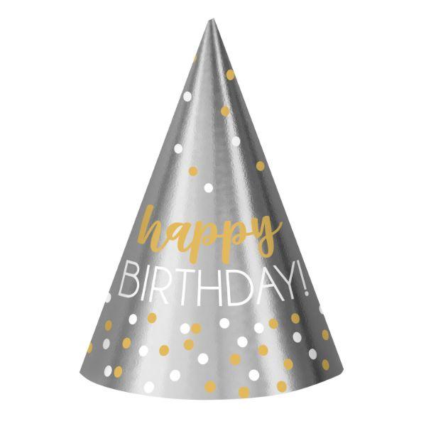 დაბ.დღის ქუდი ვერცხლისფერი Happy Birthday 12ც
