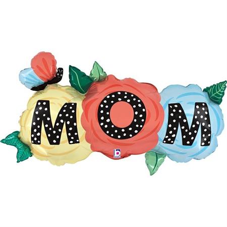 Foil balloon Mom Butterfly Flowers 119 cm