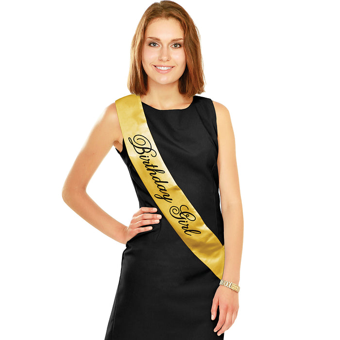 Ribbon golden-black birthday girl