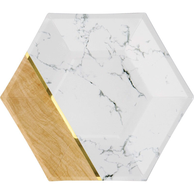 Festive plate polygonal MARBLE 8 small
