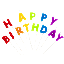 სანთელი ცისარტყელა ასოები HAPPY BIRTHDAY