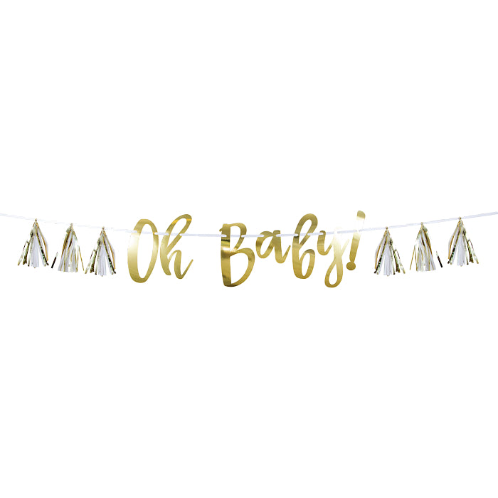 Banner with white and gold pooch OH BABY