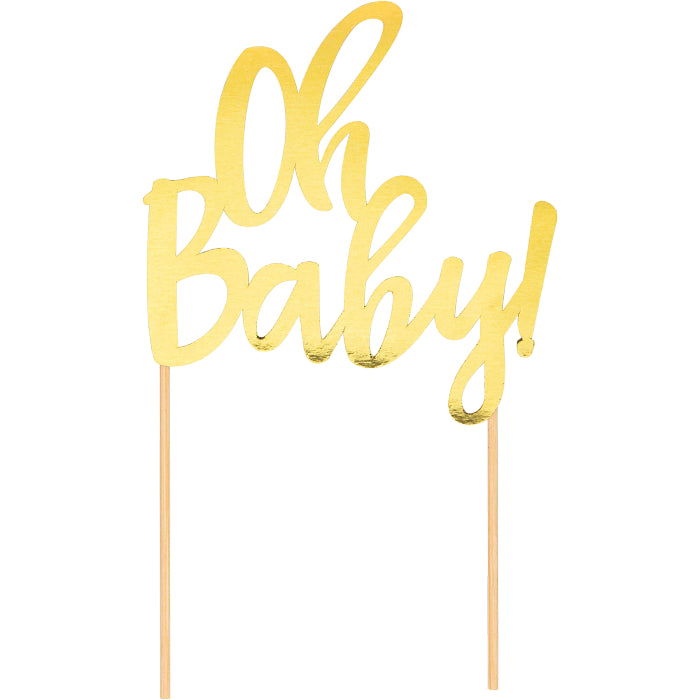 Cake decoration OH BABY golden 1 pc