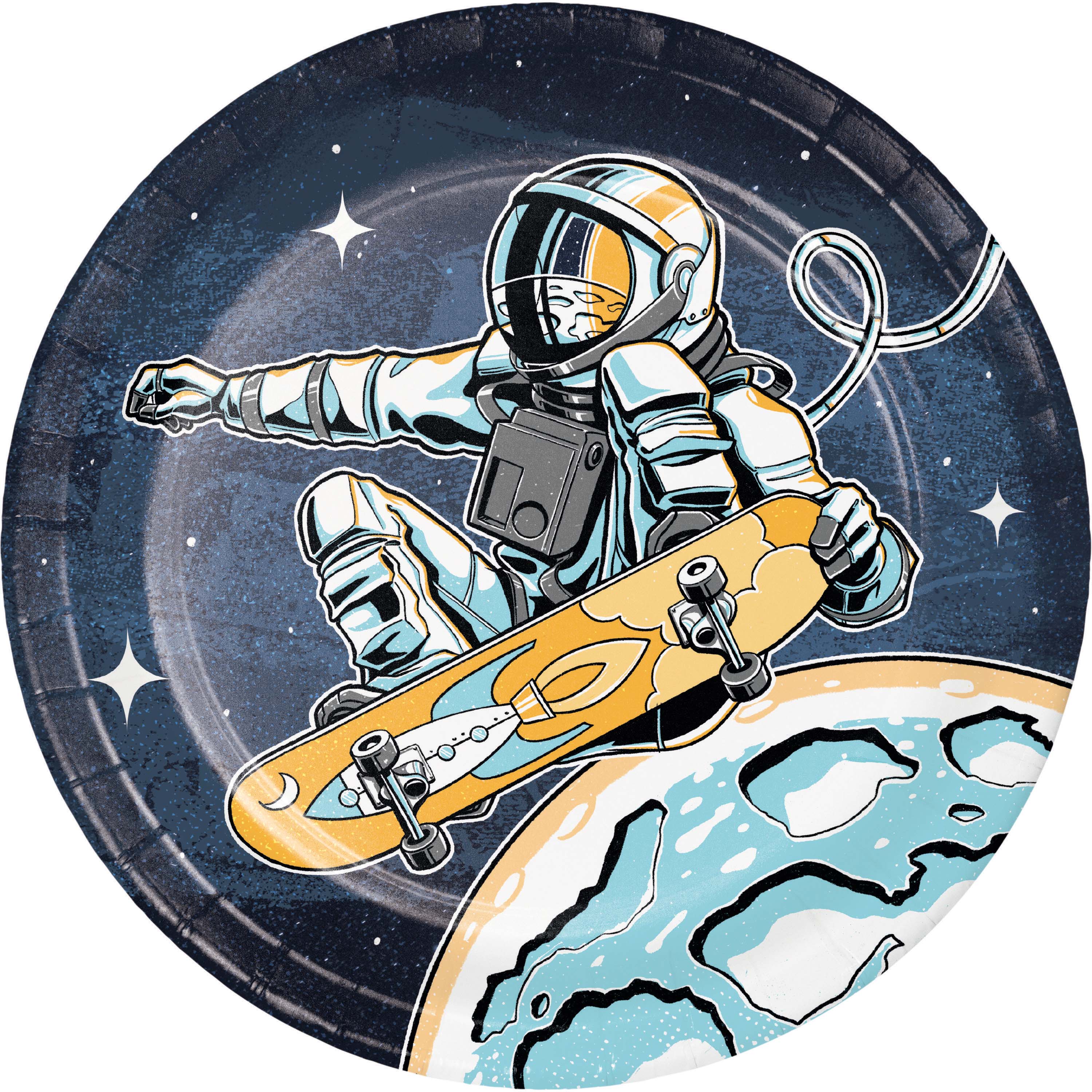Plate cosmonaut with skate 8 pcs 17.78 cm