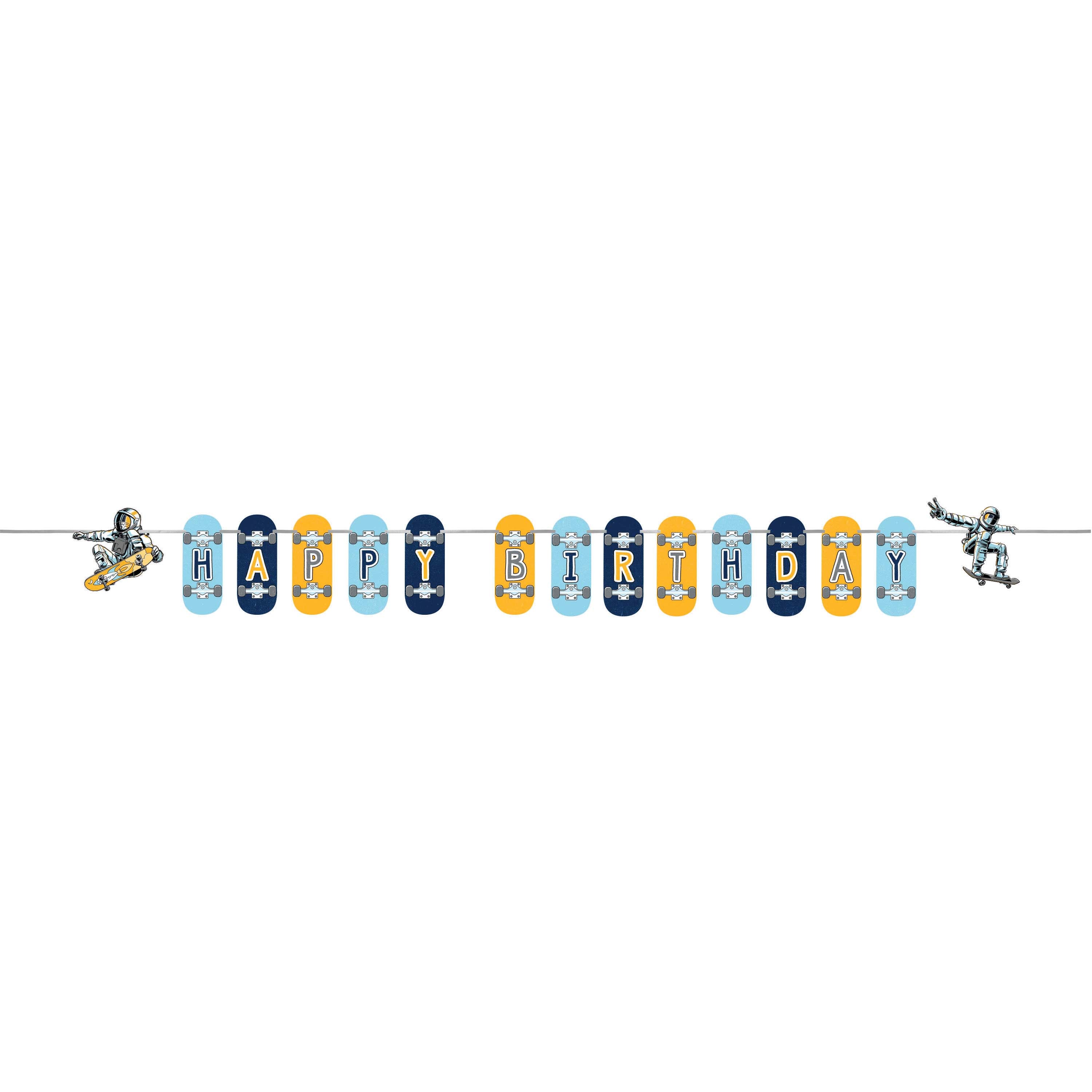 Birthday banner cosmonaut with skate (19smX2m)