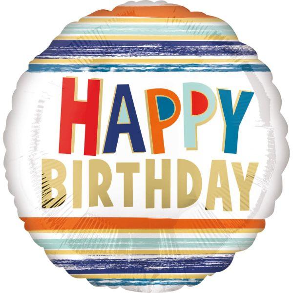ბუშტი Happy Birthday ზოლიანი