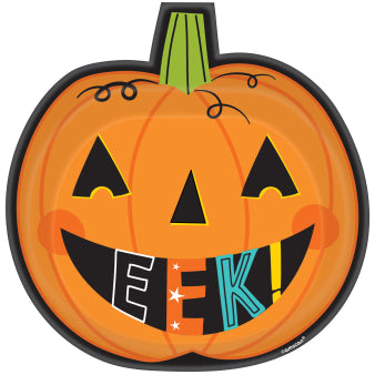 Pumpkin-shaped paper plate 8 pcs 27 cm