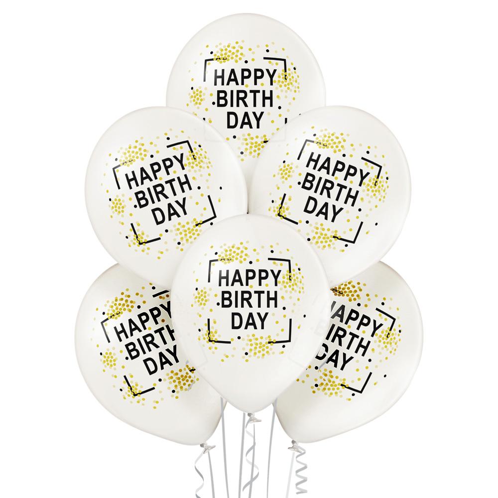 თაიგული შავ-თეთრი ბუშტები HAPPY BIRTHDAY 6ც