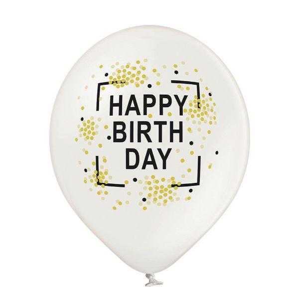 Black and white balloon HAPPY BIRTHDAY 1 pc