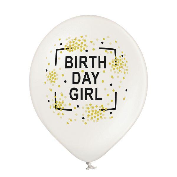 Black and white balloon Birthday Girl 1pc