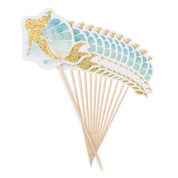 Cocktail sticks mermaid 12 pcs 12 cm