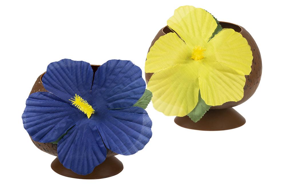 ქოქოსის ჭიქა ყვავილით