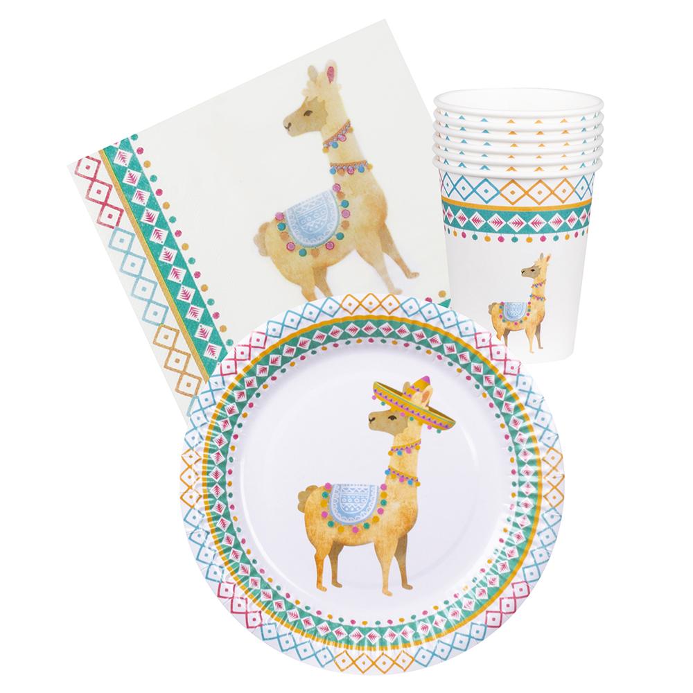 ლამას ნაკრები 6 თეფში, 6 ჭიქა, 12 ხელსახოცი, მაგიდის გადასაფარებელი