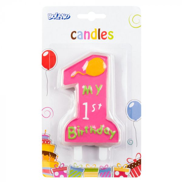 ვარდისფერი სანთელი 'My 1st birthday
