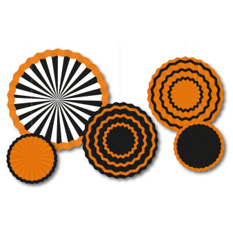 Hanging ceiling. Decoration in black-orange-white
