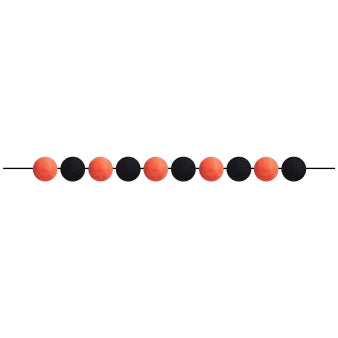 A garland of balls in black and orange