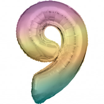 Foil Balloon Numbers Pastel Rainbow 86cm