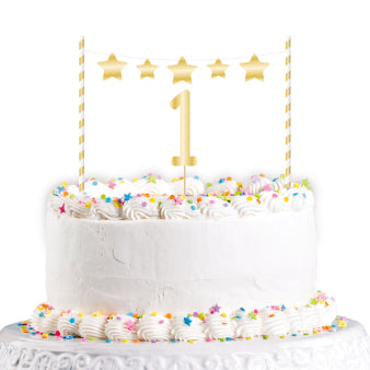ნამცხვრის დეკორაცია 1st Birthday ოქროსფერი 19სმ