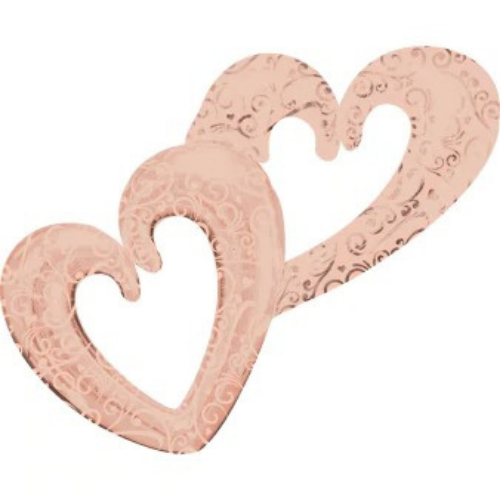 Giant Foil Balloon Hearts Rose Gold 134cm x 91cm