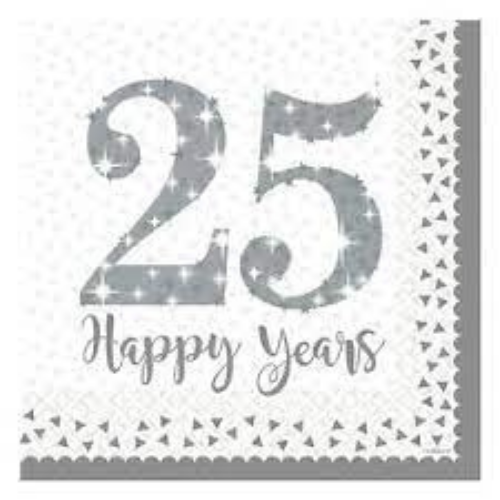 25th wedding anniversary napkin 33 cm 1 pc