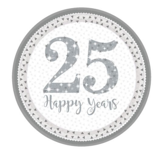 Plate 25th anniversary of marriage 8 cm 23 cm