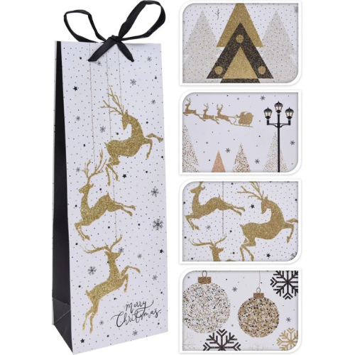 Gift bag of wine white color with New Year's decoration