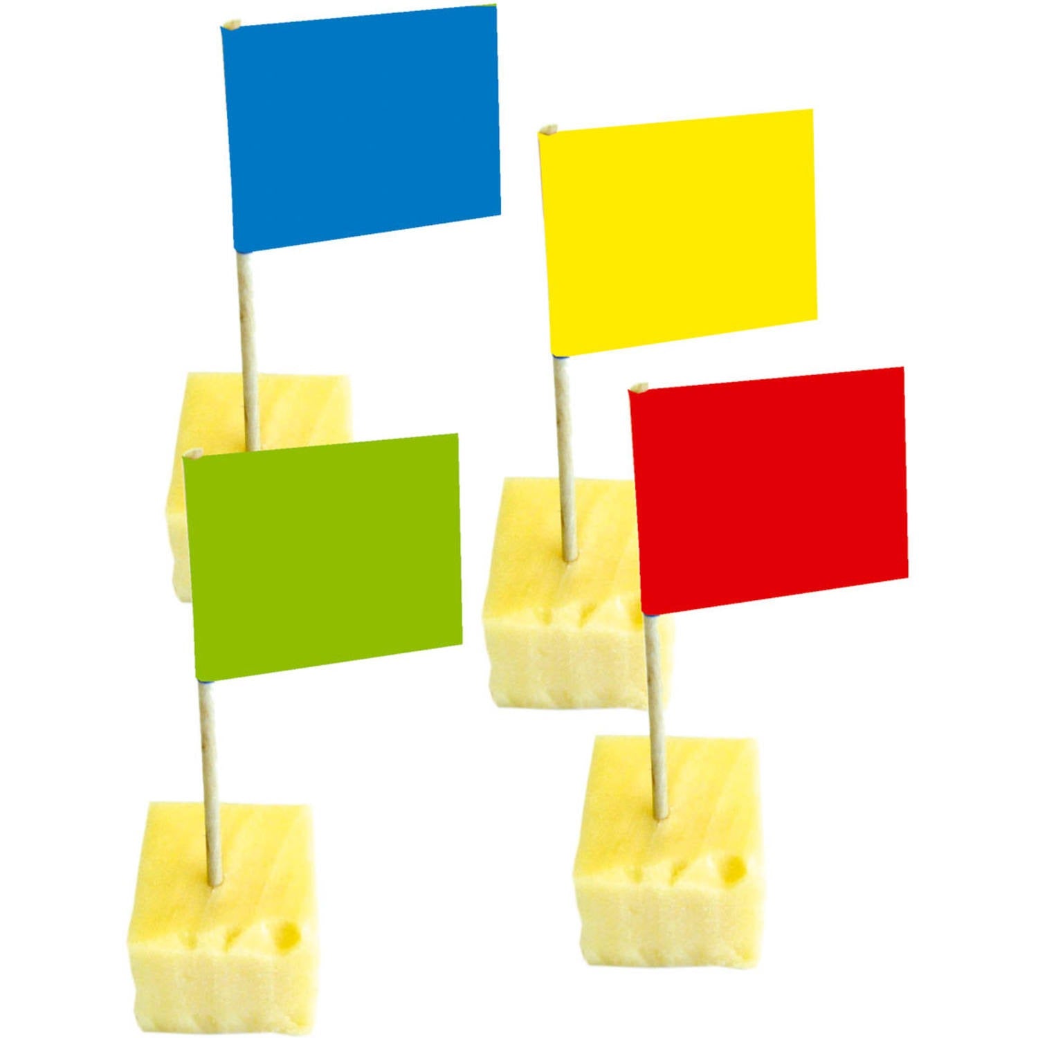 Wooden sticks with colored flags 50 pcs