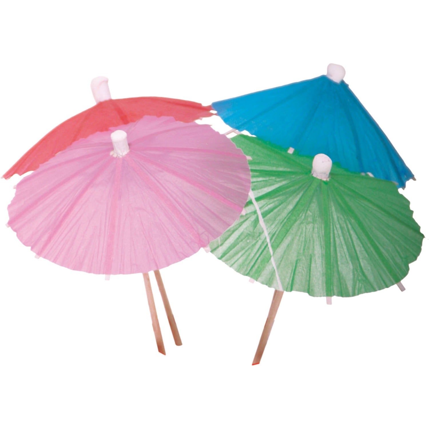 Wooden sticks, colored umbrellas, 15 pcs