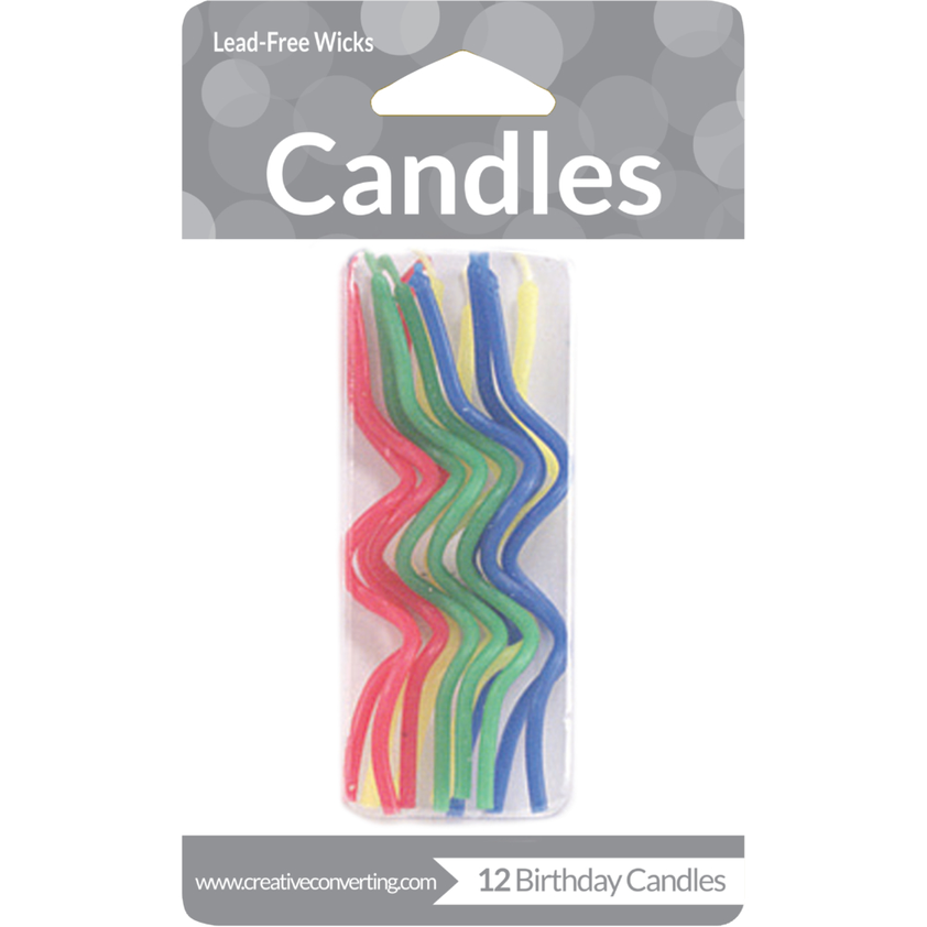 Twisted candles in 4 colors, 12 pcs