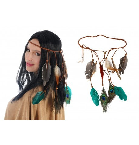 Indian headdress with peacock feathers