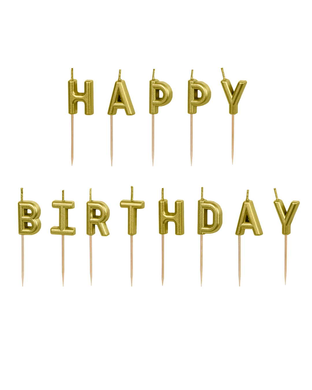 სანთელი ასოები Happy Birthday ოქროსფერი 2.5 სმ