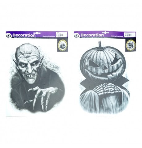 ჰელოუინის ფანჯრის დეკორაცია 2ც  EVIL PUMPKIN - OLD WIZARD 27CM X 36CM