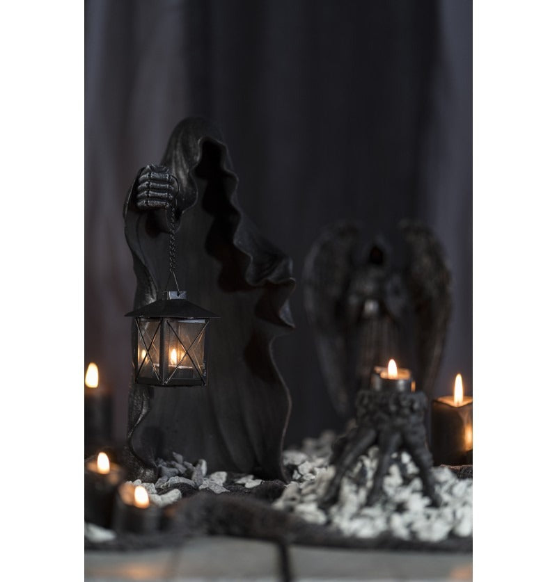 დეკორაცია შავი მოჩვენება ლანტერნით 20CM X 18CM X 40CM