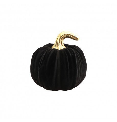 დეკორაცია შავი გოგრა ოქროსფერი ყუნწით 14CM X 15CM